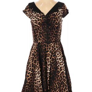 Hell Bunny Panthera Swing Dress Black & Leopard Plus Size with pockets